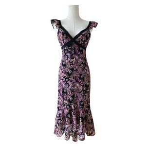Vintage ZOKAI Y2K Romantic Lace Lined Midi Dress (M)